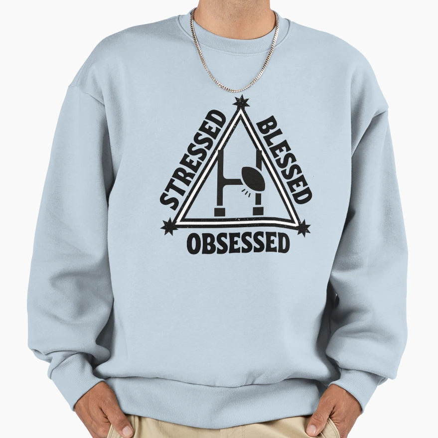 Rugby Stressed Blessed Obsessed Sweatshirt - Trendy Graphic for Adults - T-Shirt, Sweatshirt, Hoodie