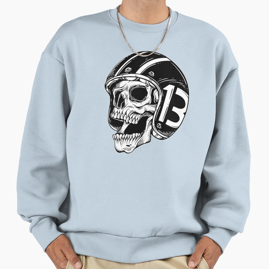 Skull Rider Bikers Tattoo Helmet Sweatshirt - Trendy Graphic for Adults - T-Shirt, Sweatshirt, Hoodie