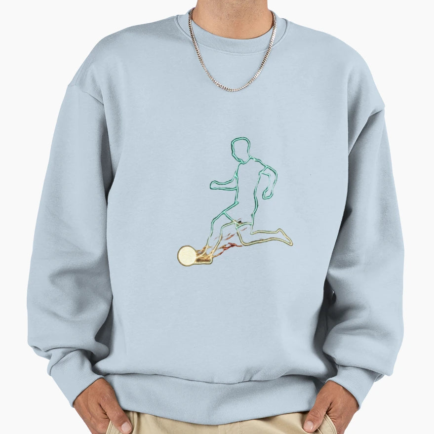 Minimal Neon Soccer Kick Line Art Sweatshirt - Graphic Print Unisex - T-Shirt, Sweatshirt, Hoodie