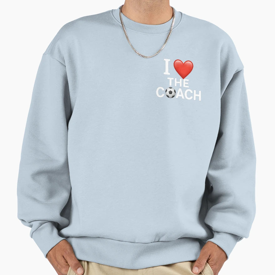 I Heart Coach Soccer White Letters Sweatshirt - Novelty Apparel Unisex - T-Shirt, Sweatshirt, Hoodie
