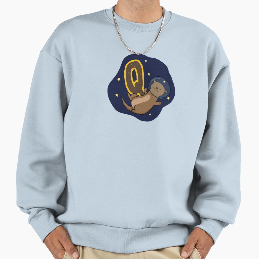 Alphabet Letter Q Astronaut Otter Sweatshirt - Custom Art Print for Adults - T-Shirt, Sweatshirt, Hoodie