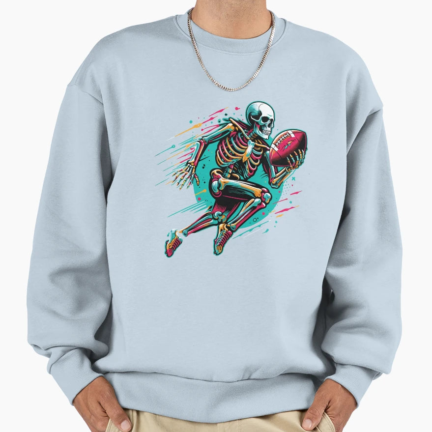 American Football Skeleton Football Sweatshirt - Aesthetic Graphic Unisex - T-Shirt, Sweatshirt, Hoodie