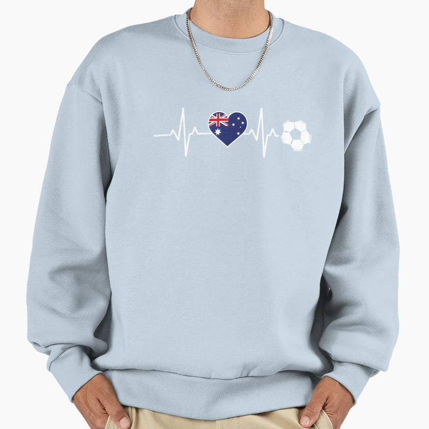 Australia Soccer Heartbeat Sweatshirt - Casual Everyday Wear for Adults - T-Shirt, Sweatshirt, Hoodie