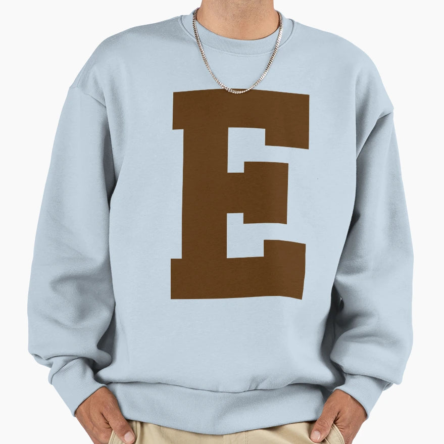 Alphabet Brown E Sports Letter E Sweatshirt - Custom Art Print Men Women - T-Shirt, Sweatshirt, Hoodie