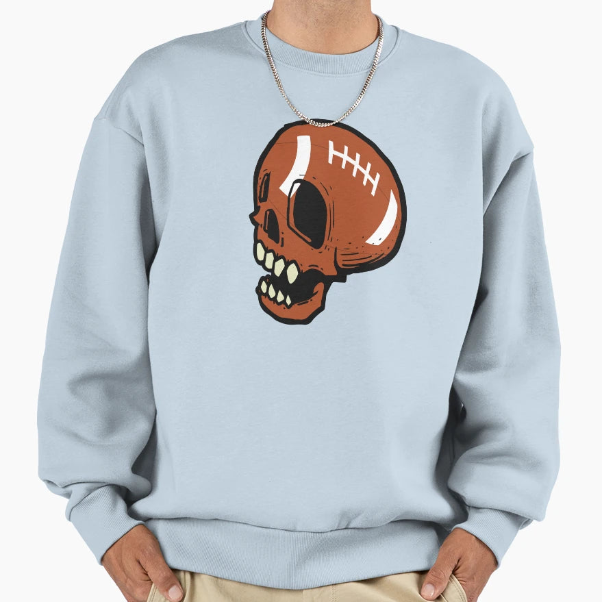 American Football Ball Skull Face Sweatshirt - Minimalist Print Men Women - T-Shirt, Sweatshirt, Hoodie