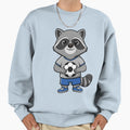 Raccoon Soccer Player Cartoon Sweatshirt - Aesthetic Graphic for Adults - T-Shirt, Sweatshirt, Hoodie