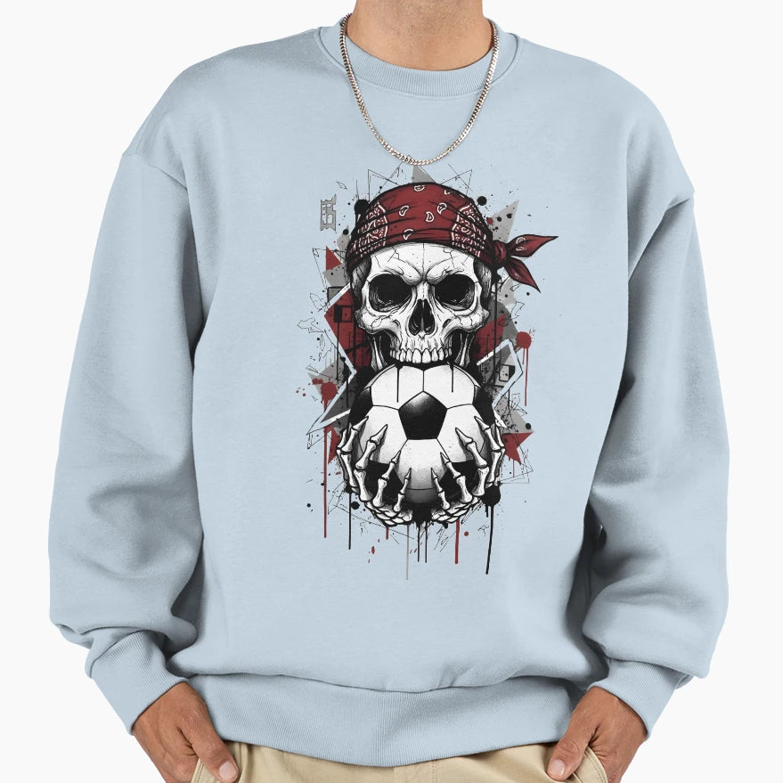 Edgy Grunge Soccer Skull Sweatshirt - Fun Novelty Design for Adults - T-Shirt, Sweatshirt, Hoodie