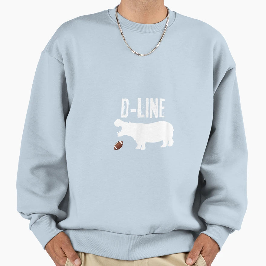 Hippo D Line Defensive Line Tackle Sweatshirt - Trendy Graphic for Adults - T-Shirt, Sweatshirt, Hoodie