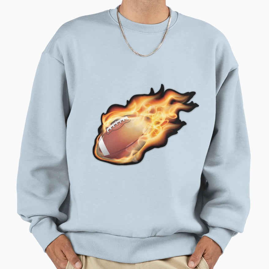 American Football Flaming Football Sweatshirt - Aesthetic Graphic Men Women - T-Shirt, Sweatshirt, Hoodie