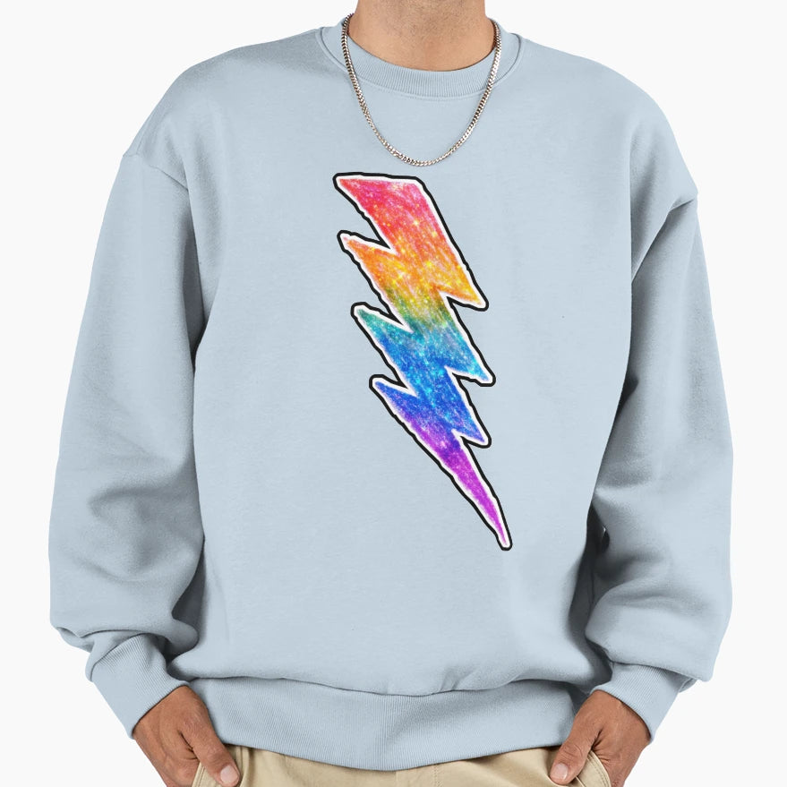 Rainbow Lightning Sweatshirt - Trendy Graphic for Adults - T-Shirt, Sweatshirt, Hoodie