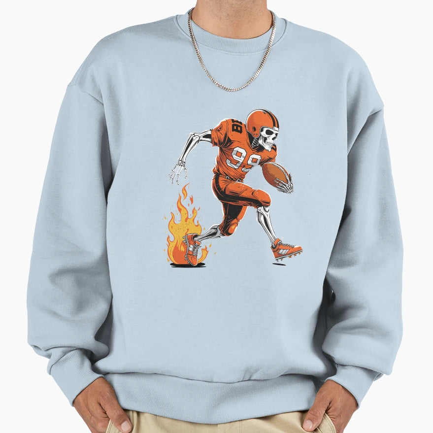 Skeleton Fire Runing American Football T-Shirt - Minimalist Print Unisex - T-Shirt, Sweatshirt, Hoodie