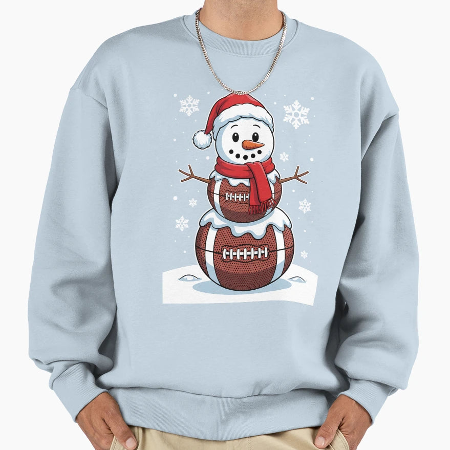 Merry Football Snowman Holiday Sweatshirt - Aesthetic Graphic Men Women - T-Shirt, Sweatshirt, Hoodie