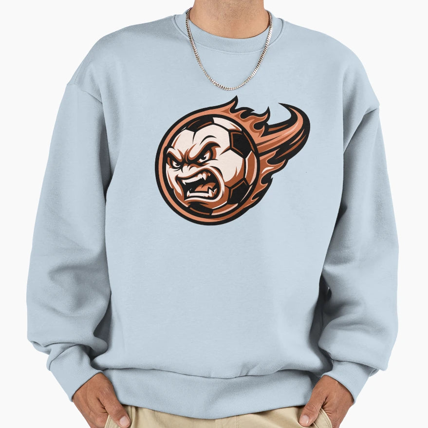 Flaming Soccer Ball Orange Sweatshirt - Novelty Apparel Unisex - T-Shirt, Sweatshirt, Hoodie