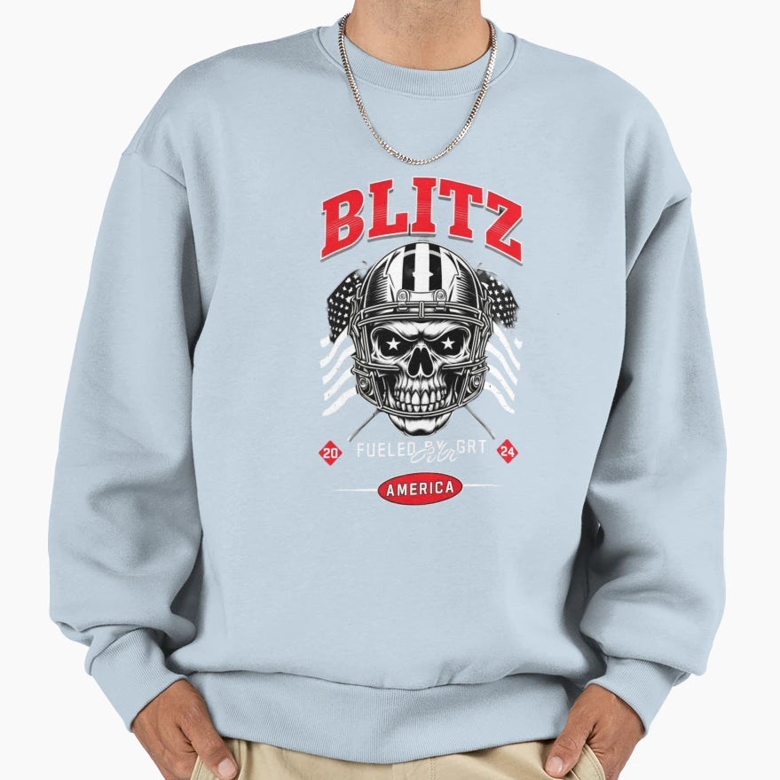 Menacing Skull Football Helmet Sweatshirt - Aesthetic Graphic Men Women - T-Shirt, Sweatshirt, Hoodie