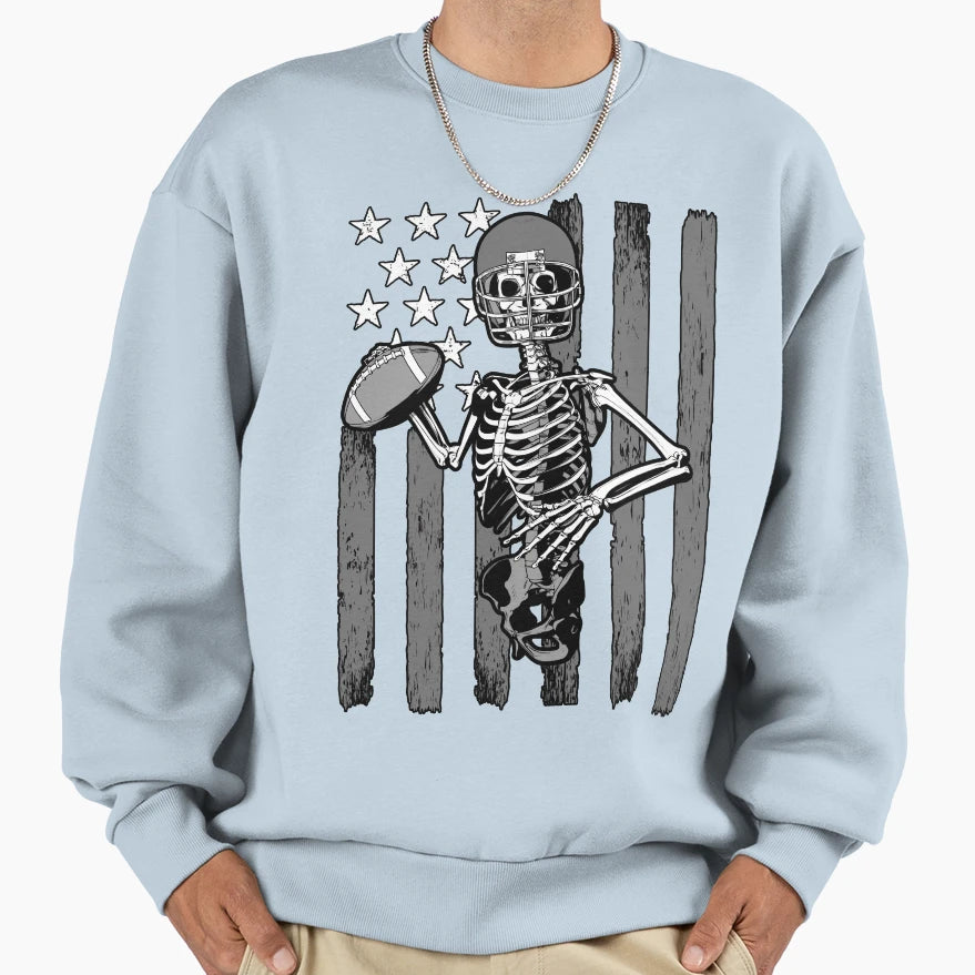 Football Player Skeleton Athlete Sweatshirt - Aesthetic Graphic Unisex - T-Shirt, Sweatshirt, Hoodie