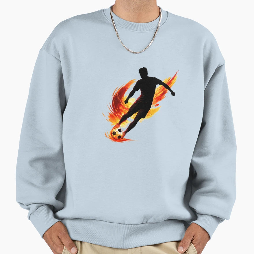 Soccer Player Fire Kick Sweatshirt - Fun Novelty Design for Adults - T-Shirt, Sweatshirt, Hoodie