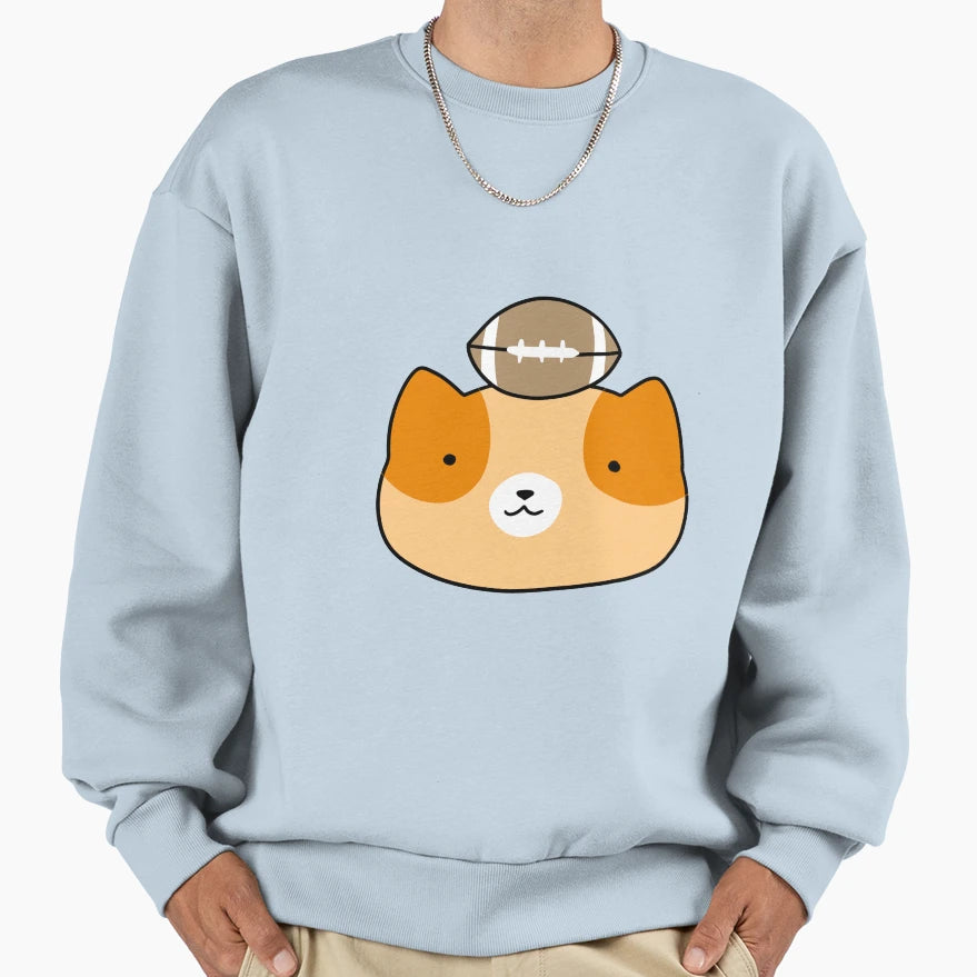 Football Cat Face Sweatshirt - Unique Graphic Men Women - T-Shirt, Sweatshirt, Hoodie