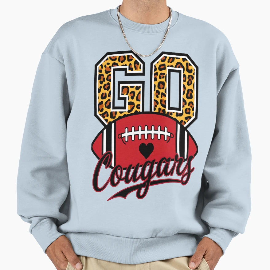 Go Cougars American Football Leopard Sweatshirt - Novelty Apparel Men Women - T-Shirt, Sweatshirt, Hoodie