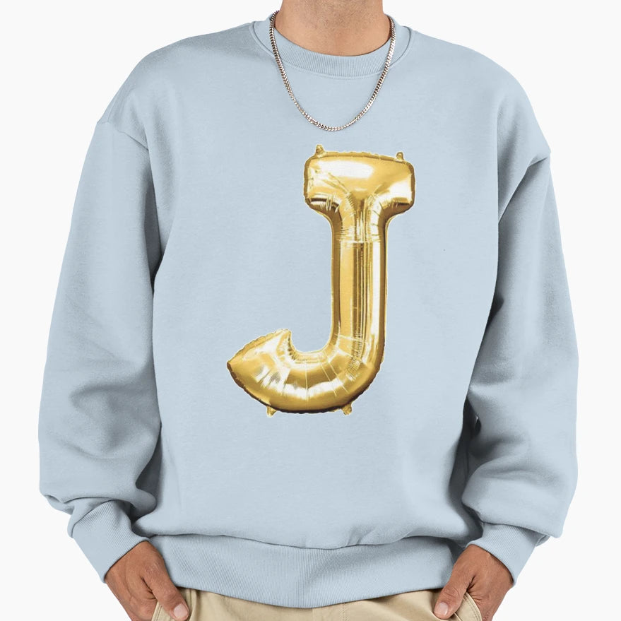Gold Foil Mylar Balloon Letter J Sweatshirt - Streetwear Style Men Women - T-Shirt, Sweatshirt, Hoodie