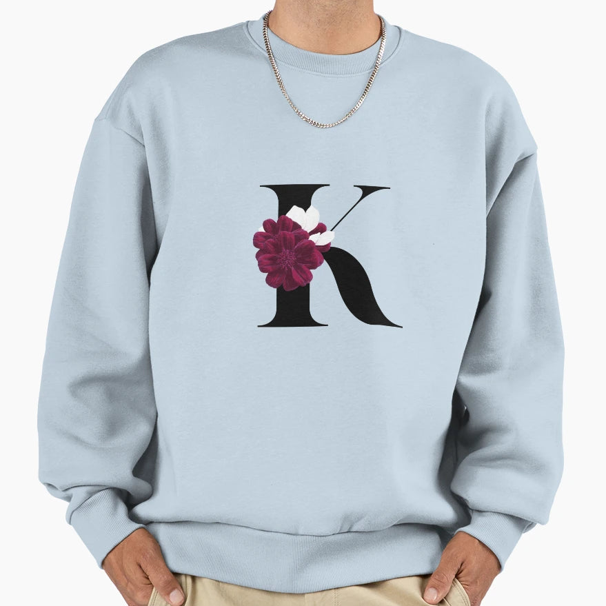 Letter H Floral Red Sweatshirt - Casual Everyday Wear Unisex - T-Shirt, Sweatshirt, Hoodie