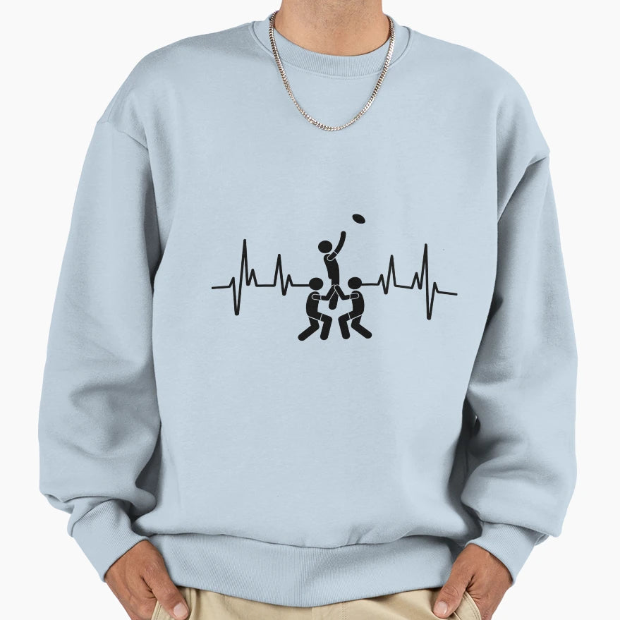 Rugby Player Rugby Heartbeat Sweatshirt - Casual Everyday Wear Men Women - T-Shirt, Sweatshirt, Hoodie