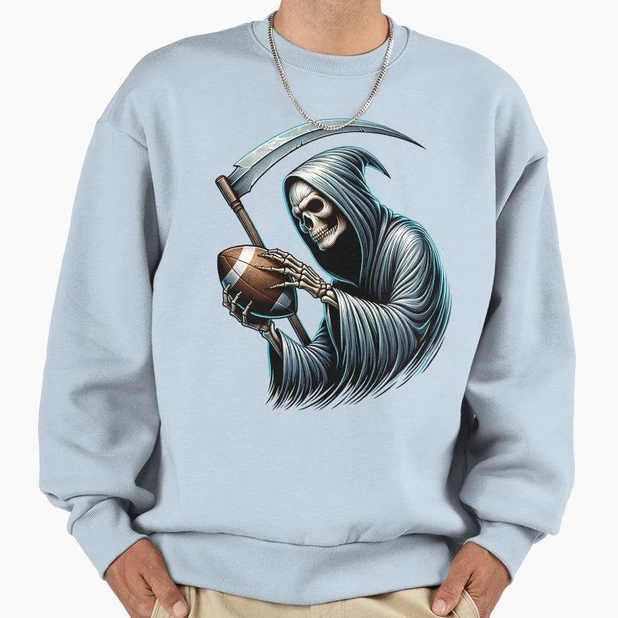 Grim Reaper Plays American Football Sweatshirt - Unique Graphic for Adults - T-Shirt, Sweatshirt, Hoodie