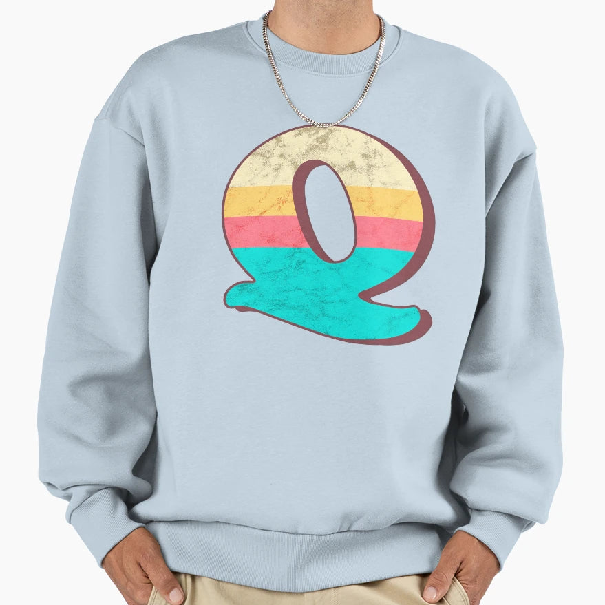Q Letter Alphabet Typography Font Sweatshirt - Trendy Graphic Men Women - T-Shirt, Sweatshirt, Hoodie