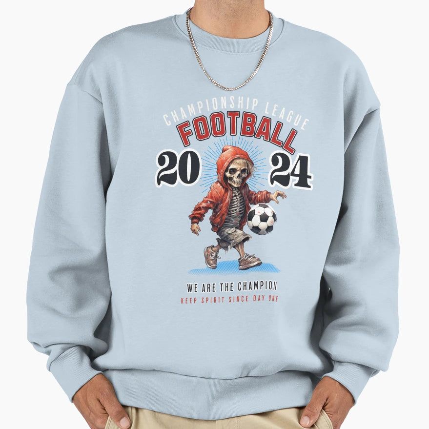 Preppy Skeleton Football Sweatshirt - Casual Everyday Wear for Adults - T-Shirt, Sweatshirt, Hoodie