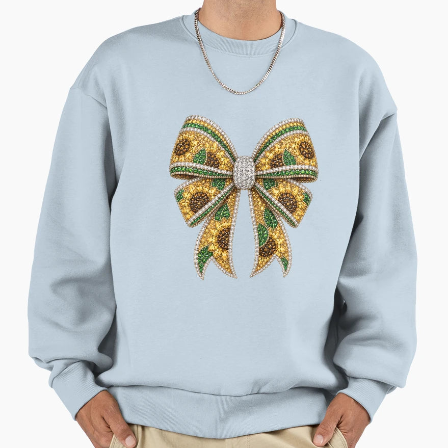 Sunflower Country Bow Rhinestone Sweatshirt - Novelty Apparel Unisex - T-Shirt, Sweatshirt, Hoodie