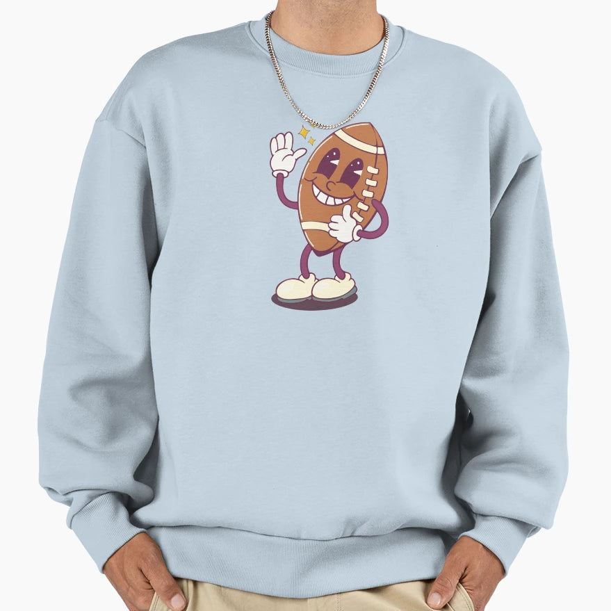 Friendly Cartoon Football Sweatshirt - Casual Everyday Wear Men Women - T-Shirt, Sweatshirt, Hoodie