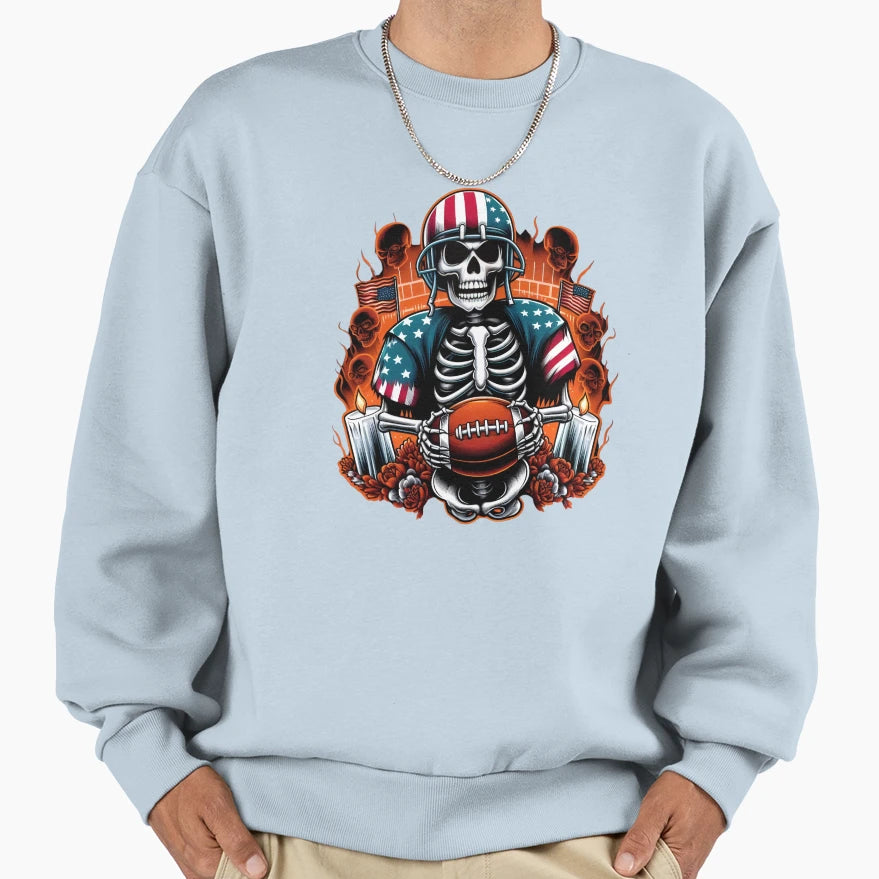 Zombie American Football Player Sweatshirt - Unique Graphic for Adults - T-Shirt, Sweatshirt, Hoodie