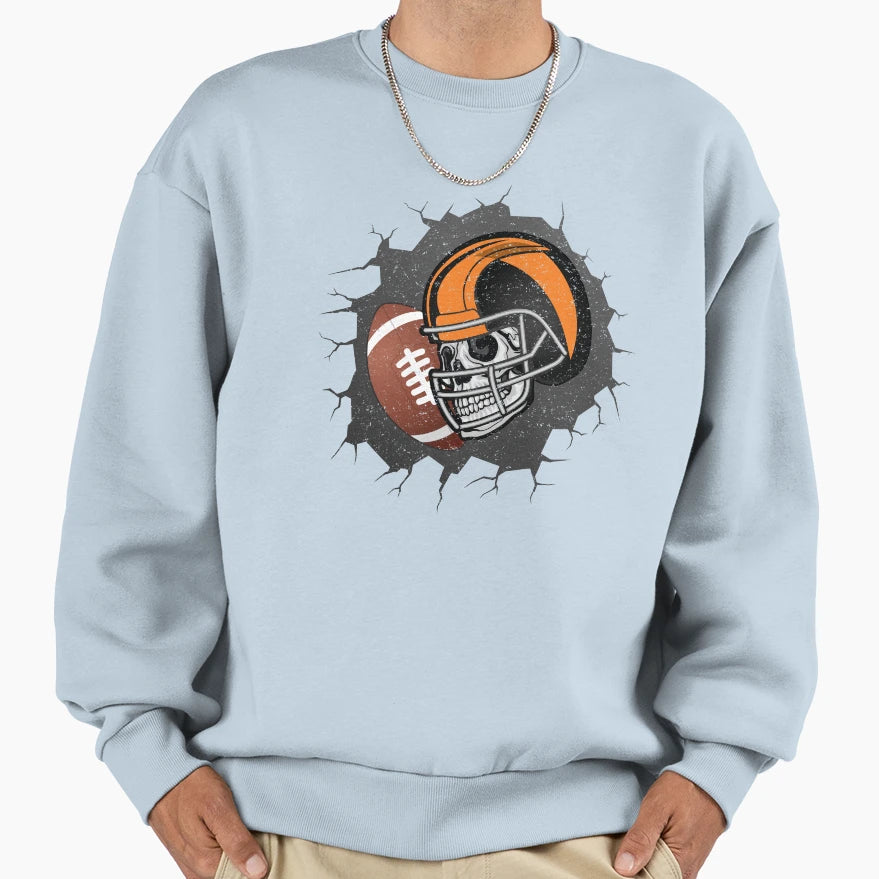Halloween Fotball Skull American Sweatshirt - Graphic Print for Adults - T-Shirt, Sweatshirt, Hoodie