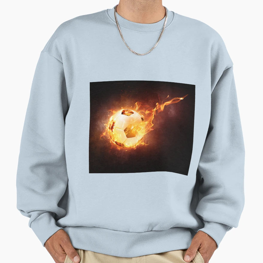 Fire Soccer Ball Sweatshirt - Casual Everyday Wear for Adults - T-Shirt, Sweatshirt, Hoodie