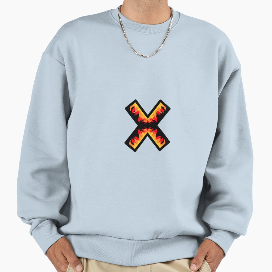 Fire Cross Black Background Sweatshirt - Fun Novelty Design Unisex - T-Shirt, Sweatshirt, Hoodie