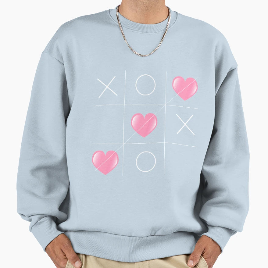 Funny Valentine Tic Tac Toe Heartss Sweatshirt - Unique Graphic Unisex - T-Shirt, Sweatshirt, Hoodie