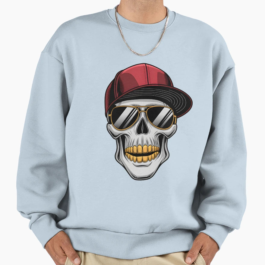 Street Hip Hop Rapper Skull Sweatshirt - Streetwear Style for Adults - T-Shirt, Sweatshirt, Hoodie
