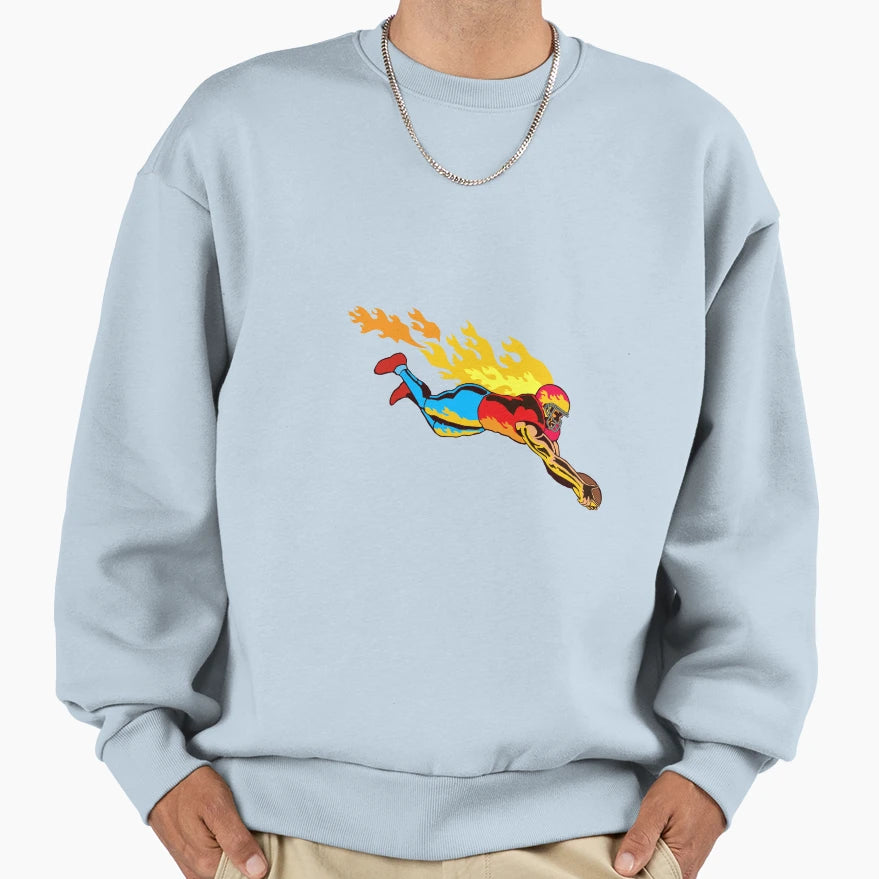 Football Touchdown Flames Sweatshirt - Fun Novelty Design for Adults - T-Shirt, Sweatshirt, Hoodie