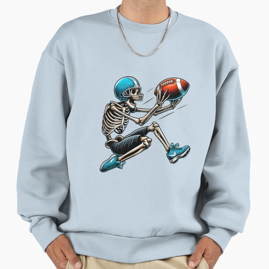 American Football Skeleton Halloween Sweatshirt - Graphic Print Men Women - T-Shirt, Sweatshirt, Hoodie