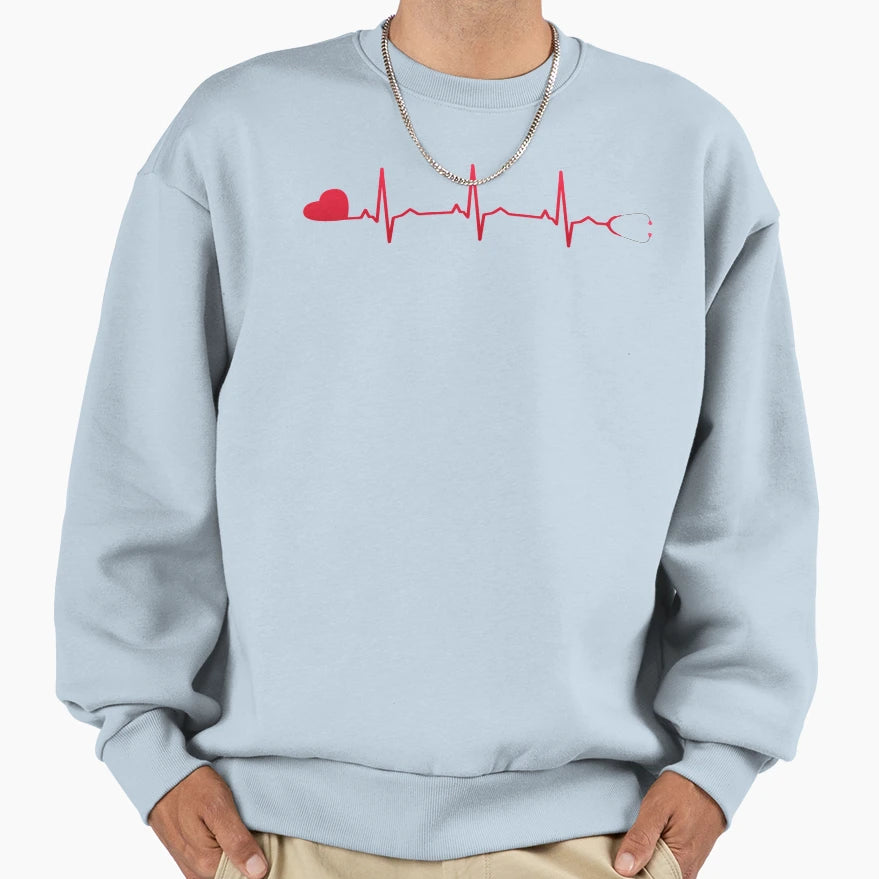 Nurse Heartbeat Dedicated And Hoodie - Fun Novelty Design for Adults - T-Shirt, Sweatshirt, Hoodie
