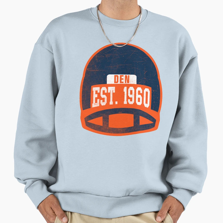 Denver Throwback Football Helmet Sweatshirt - Graphic Print Unisex - T-Shirt, Sweatshirt, Hoodie