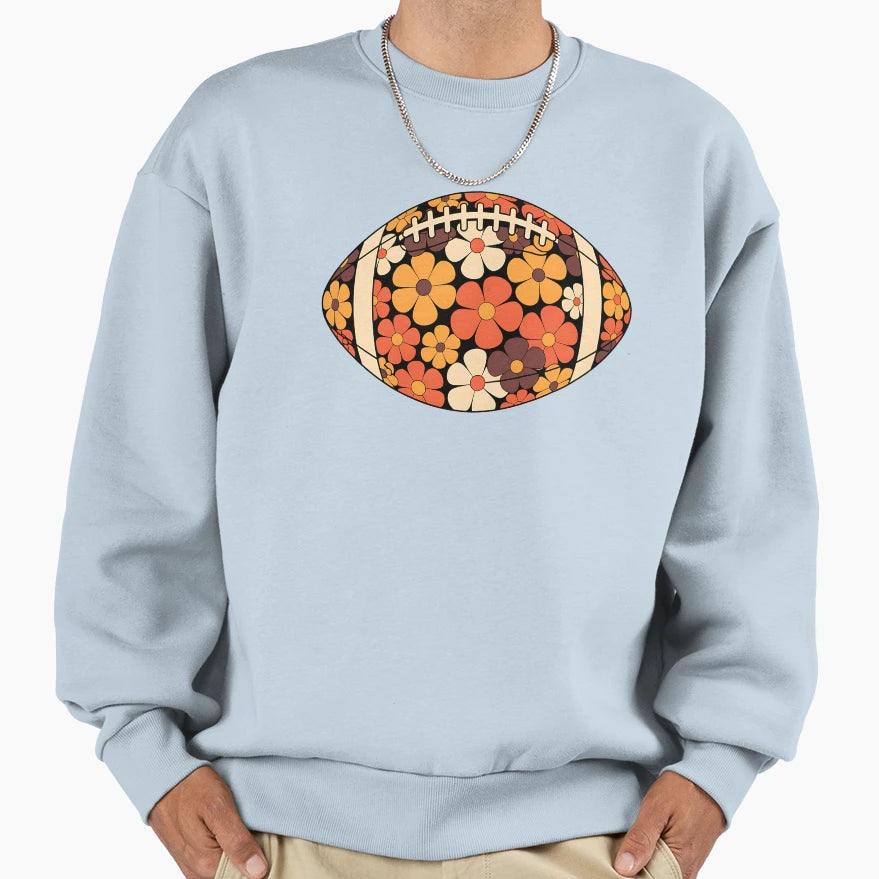 Boho Floral Football Thanksgiving Sweatshirt - Custom Art Print for Adults - T-Shirt, Sweatshirt, Hoodie