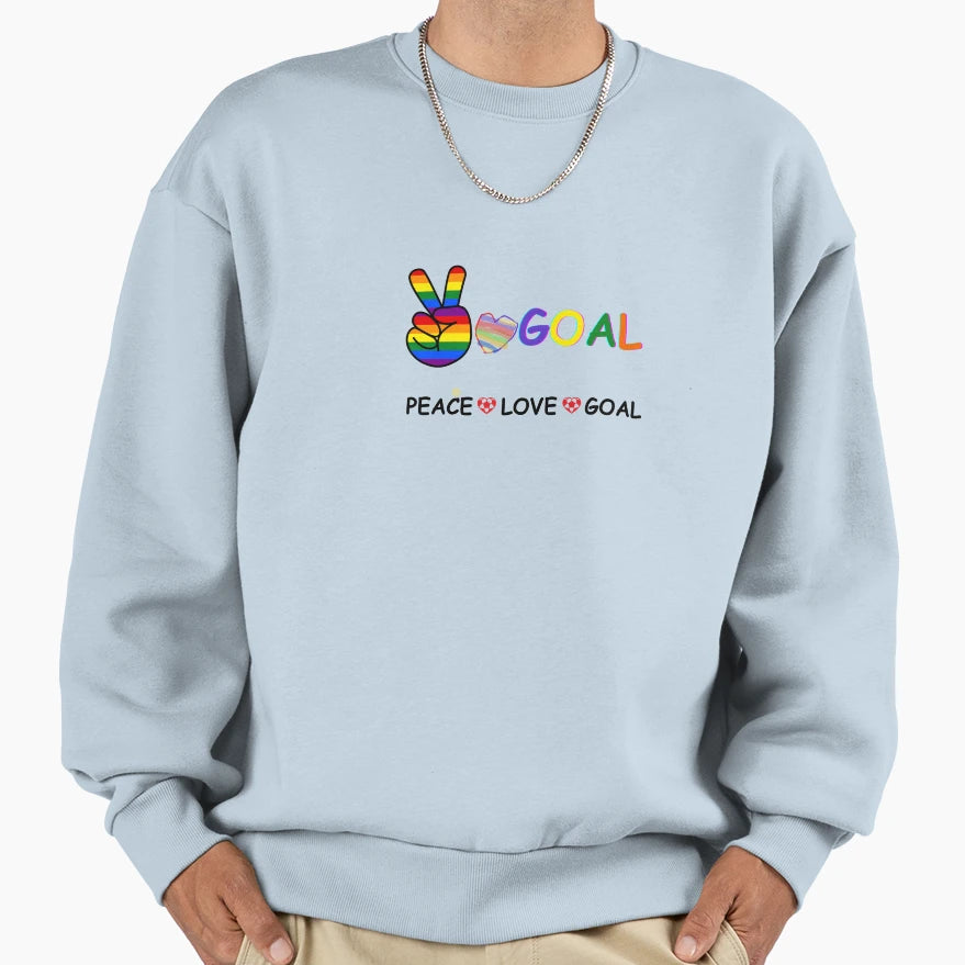 Peace Love Goal Soccer Sweatshirt - Trendy Graphic Unisex - T-Shirt, Sweatshirt, Hoodie