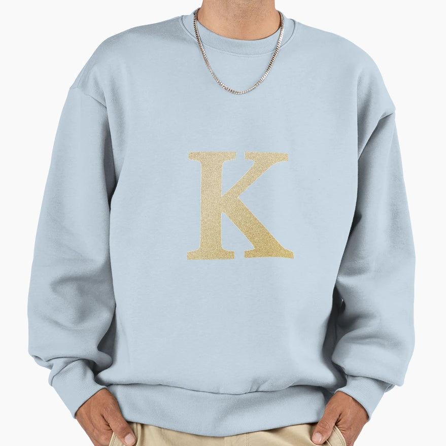 Letter K Gold Metallic Sweatshirt - Streetwear Style Men Women - T-Shirt, Sweatshirt, Hoodie