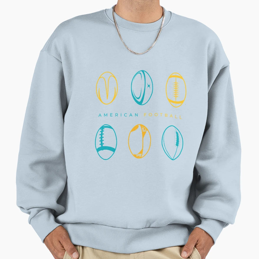 American Football Rugby Gridiron Sweatshirt - Aesthetic Graphic Men Women - T-Shirt, Sweatshirt, Hoodie
