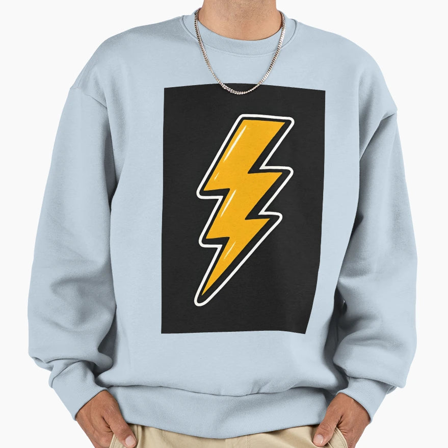 Bold Yellow Lightning Bolt Black Sweatshirt - Trendy Graphic Men Women - T-Shirt, Sweatshirt, Hoodie