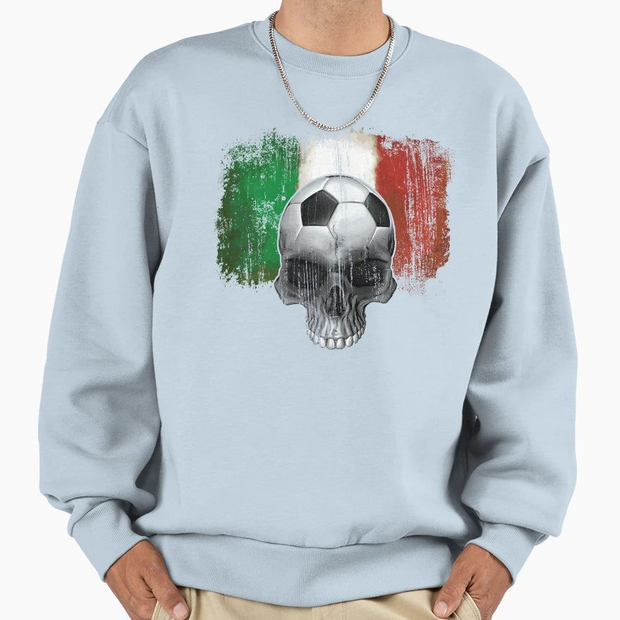 Italian Football Soccer Skull Sweatshirt - Unique Graphic Men Women - T-Shirt, Sweatshirt, Hoodie
