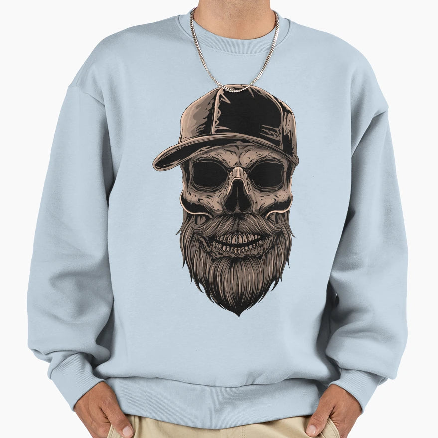 Skull Beard Sweatshirt - Graphic Print Unisex - T-Shirt, Sweatshirt, Hoodie