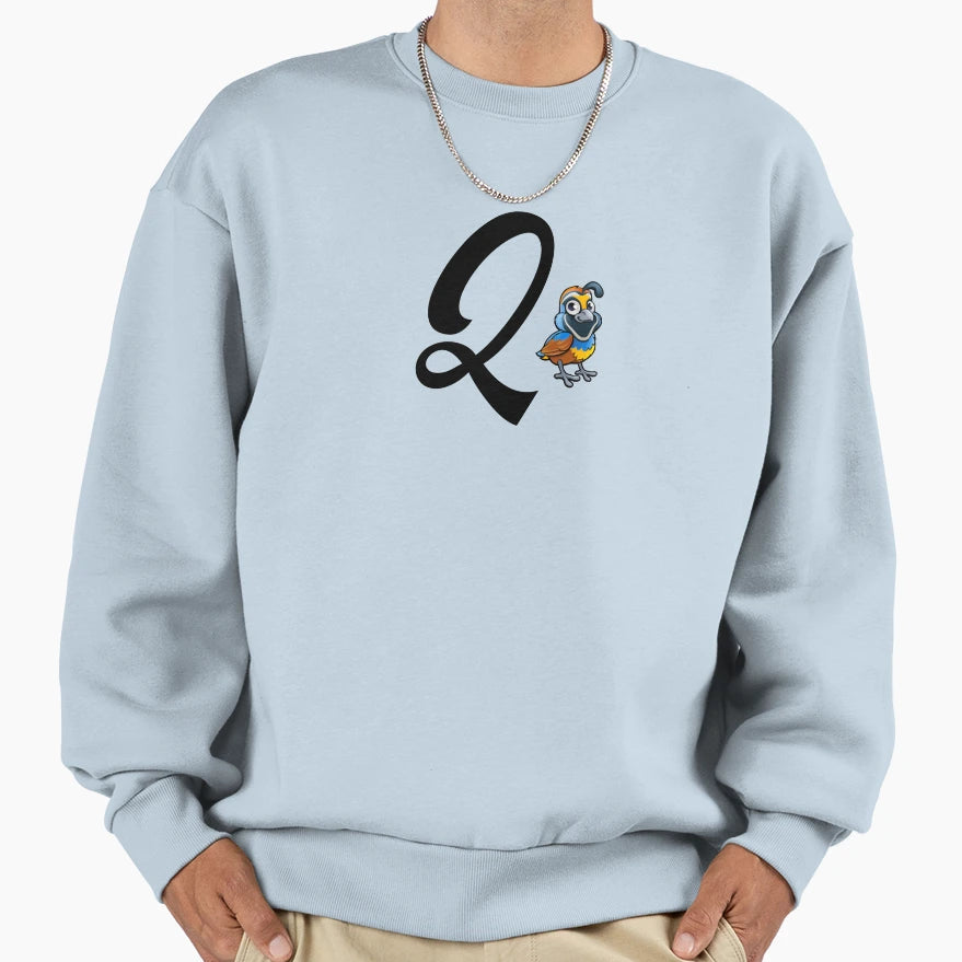 Q Quail Letter Alphabet Sweatshirt - Aesthetic Graphic Men Women - T-Shirt, Sweatshirt, Hoodie