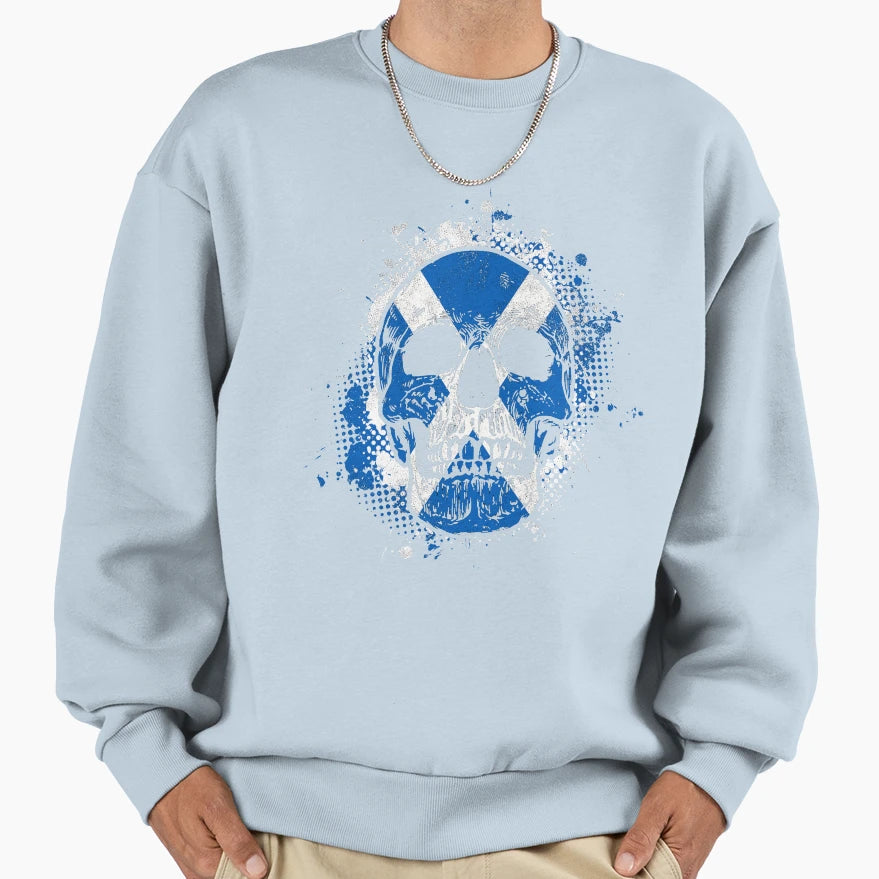 Scottish Flag Skull Sweatshirt - Streetwear Style for Adults - T-Shirt, Sweatshirt, Hoodie