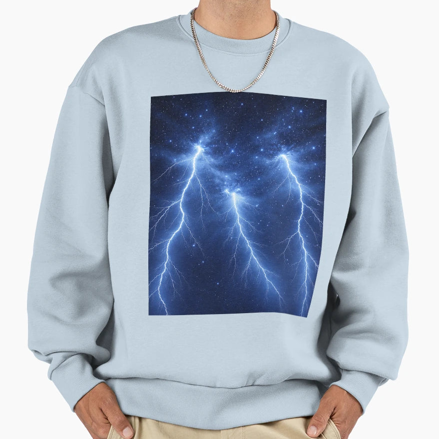 Wild Blue Lightning Sweatshirt - Aesthetic Graphic Men Women - T-Shirt, Sweatshirt, Hoodie